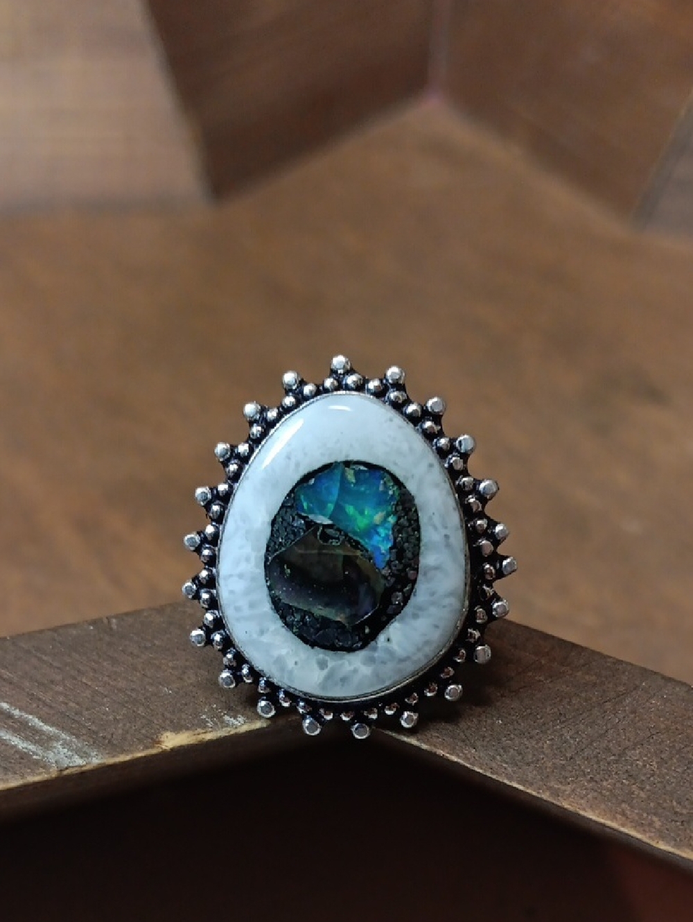 Opal Teardrop Statement Ring